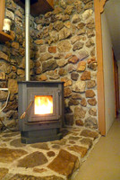 Pellet stove for warm winter heating.