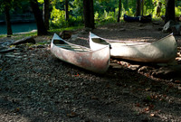 Canoes on the bank of the Mulberry River, Arkansas