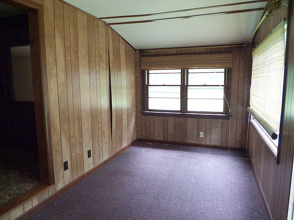 Guest cottage entry room. Long and narrow.