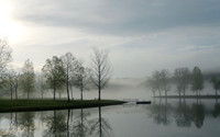 Misty morning lake