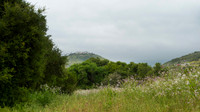 Santa Barbara, California vista of a large home on a distant hil