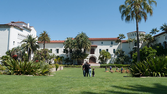 Santa Barbara Courthouse grounds with family