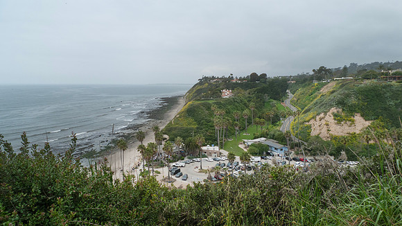 View of Arroyo Burro Beach, Santa Barbara, California, from a cl
