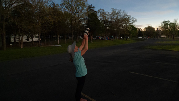 Tammy Harding taking a photo of totality during the 2024 Solar E