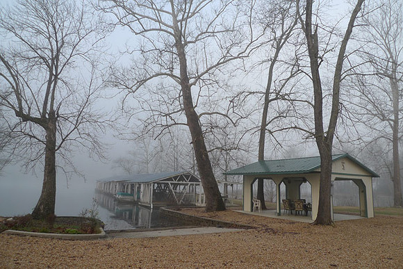 Boat slip and pavilion.