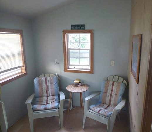Back porch with extra storage.