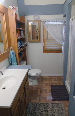 Bathroom features a shower and tub.