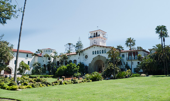 Santa Barbara Courthouse grounds with family
